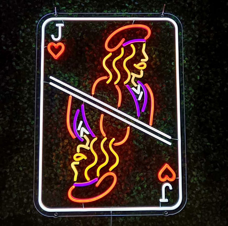Poker Card Custom Neon Sign - Front View