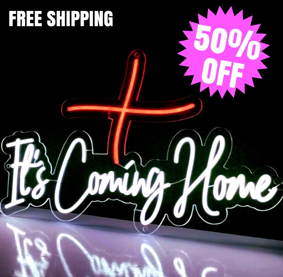 It's coming home at George's Cross custom neon sign