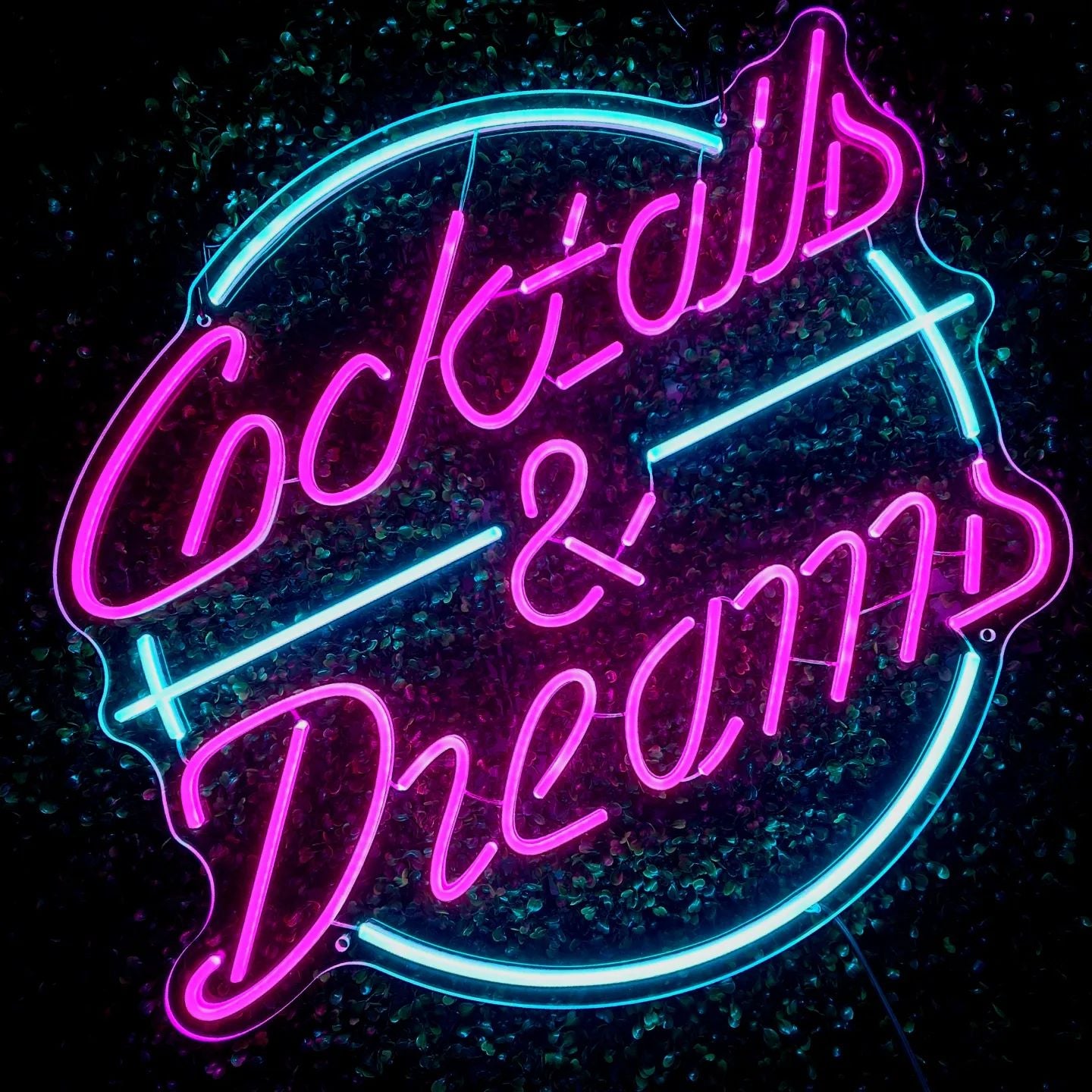 Cocktails & Dreams Custom Neon Sign - Front View