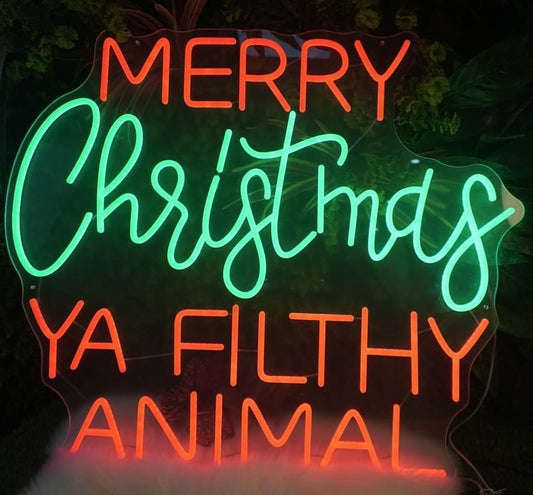 Merry Christmas Ya Filthy Animal Custom Neon Sign