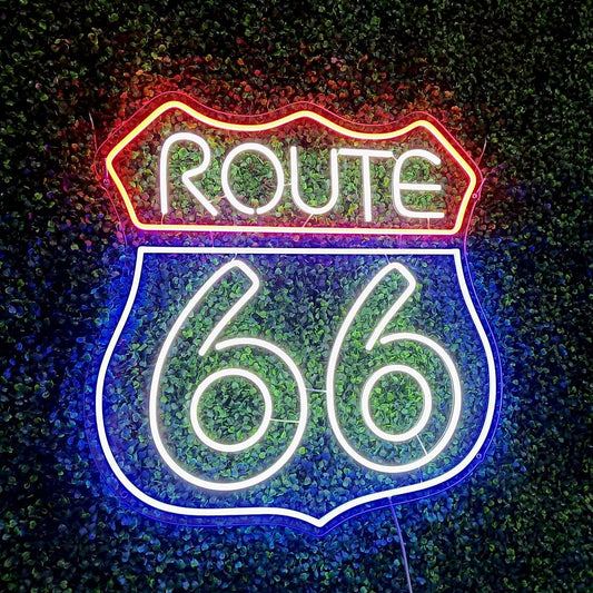 Route 66 Custom Neon Sign - Front View