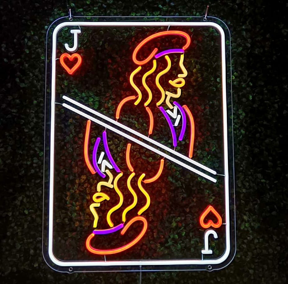 Poker Card Custom Neon Sign - Front View